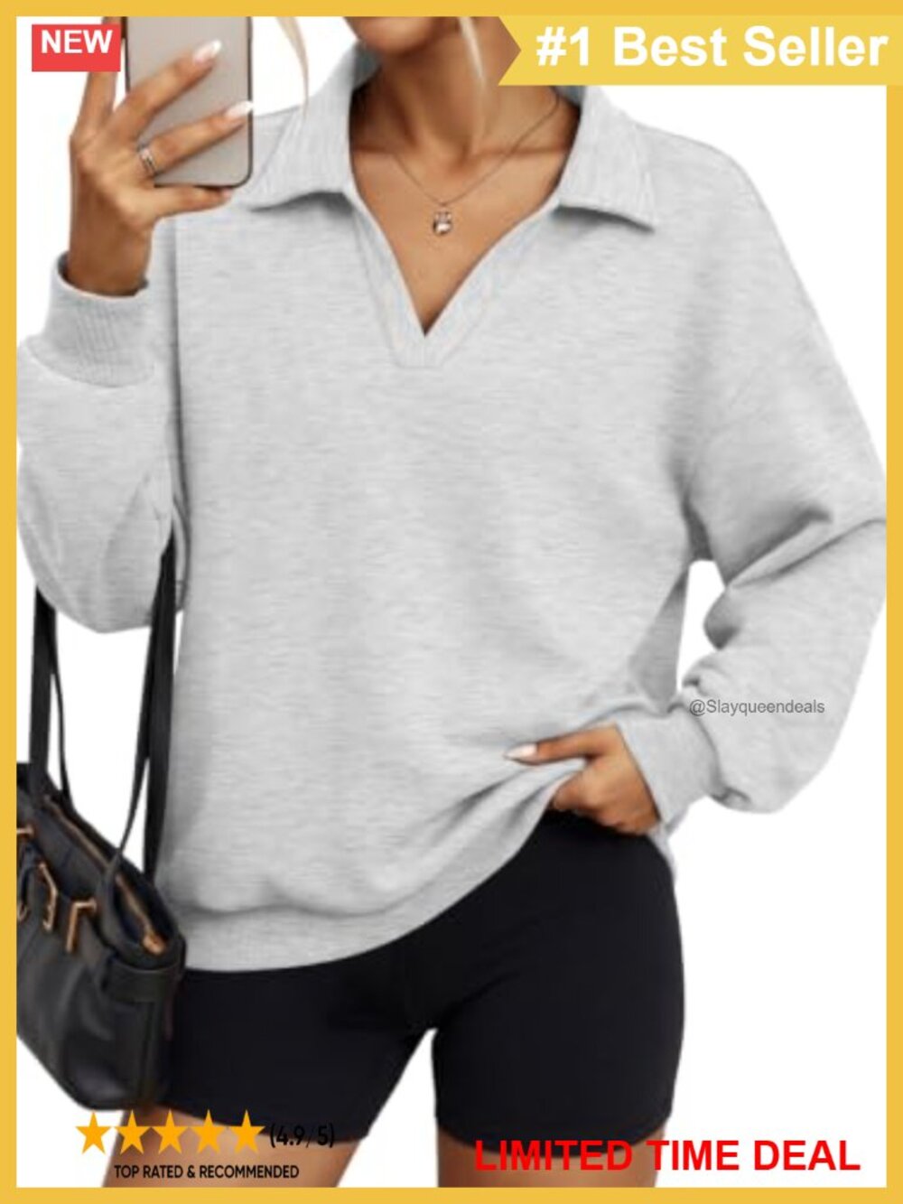 Fleece Oversized Sweatshirt Polo V Neck Pullover Long Sleeve